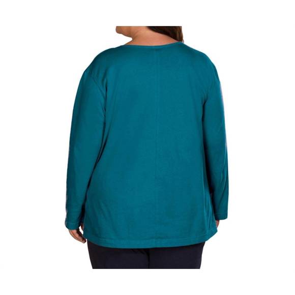 NEW ON THE PLUS SIDE jersey long sleeve u-neck tee - plus in deep sea - Picture 2 of 3